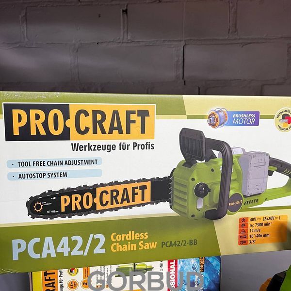 Аккумуляторная цепная пила Procraft PCA42/2 (из 2 АКБ 8А Type-c) 030422_22 фото