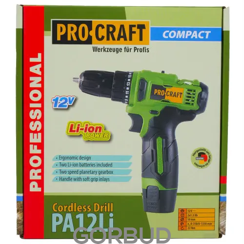 Шуруповерт акумуляторний Procraft PA12Li COMPACT (комплект з 2 АКБ та ЗП) 001231 фото