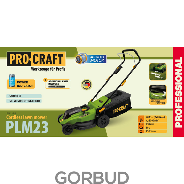 Аккумуляторная газонокосилка Procraft PLM23 (без АКБ) 032023 фото
