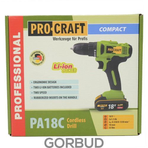 Шуруповерт акумуляторний Procraft PA18C COMPACT 001831 фото