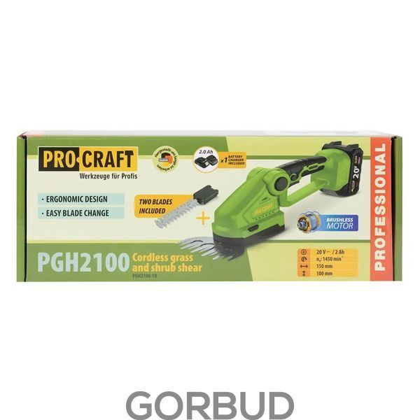 Підрізувач трави та кущоріз акумуляторний Procraft PGH2100 021010 фото