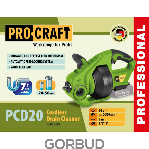 Аккумуляторная машина для прочистки труб Procraft PCD20 (Без АКБ) 032002 фото