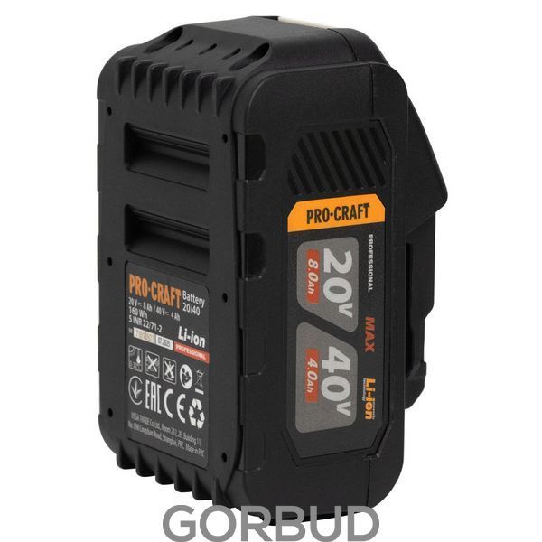 Акумуляторна батарея Procraft Battery20/40 (20В 8Аг, 40В 4Аг) 030211 фото