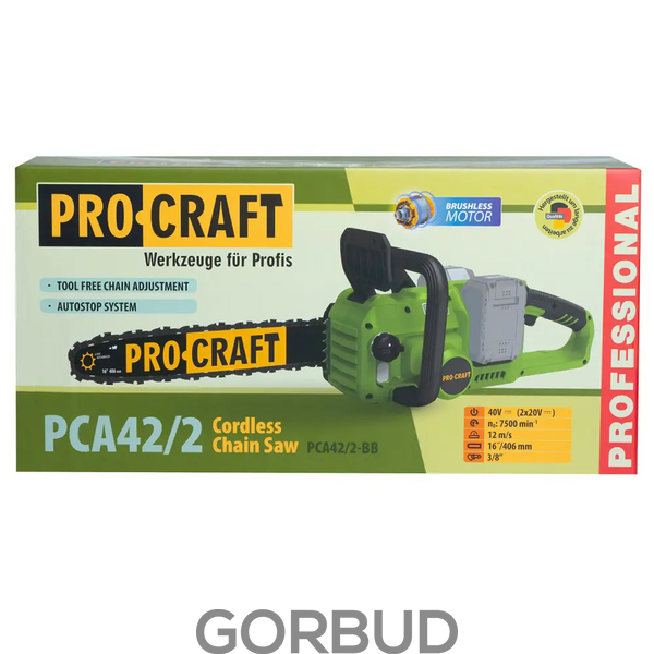 Аккумуляторная цепная пила Procraft PCA42/2 (2 АКБ 8А, 2 зарядки) 030422_222 фото