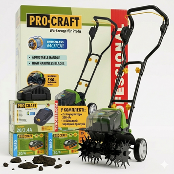 Акумуляторний культиватор-сапа Procraft CT20/2 (з 2 АКБ) 032004_1 фото