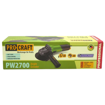Болгарка (кутова шліфмашина) безщіткова Procraft PW2700 125 мм 027001 фото