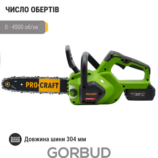 Аккумуляторная пила Procraft PKA38 (с АКБ 20/4 и ЗУ 20/1) 030038 фото