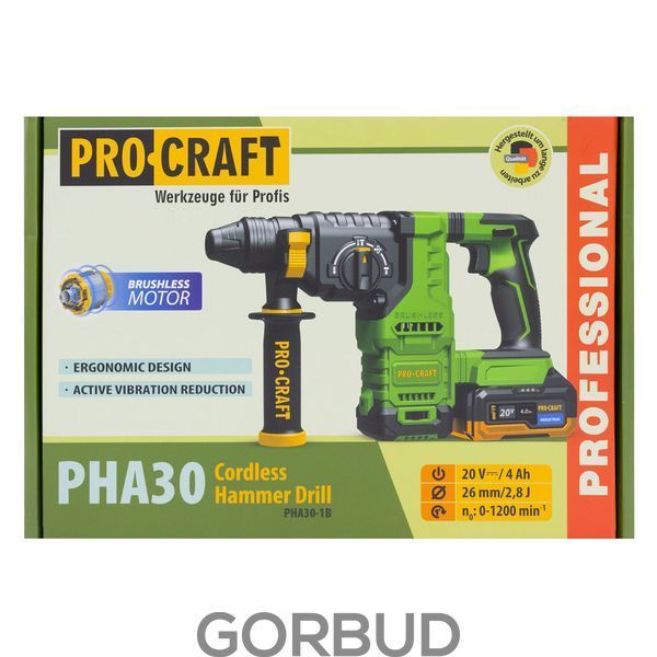 Перфоратор акумуляторний Procraft PHA30 (1 АКБ) 030034 фото