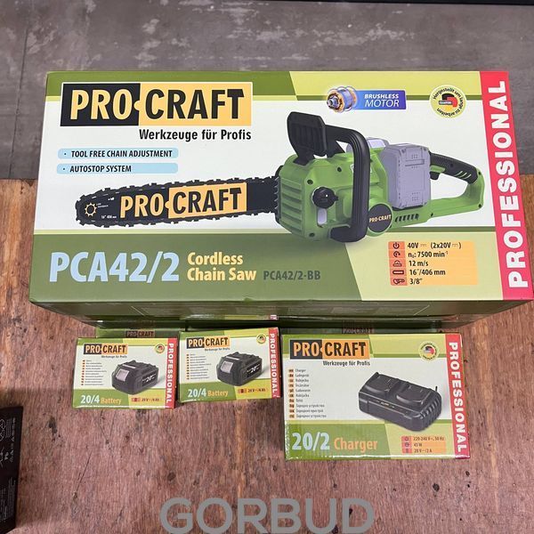 Аккумуляторная цепная пила Procraft PCA42/2 (из 2 АКБ 4А) 030422_1 фото