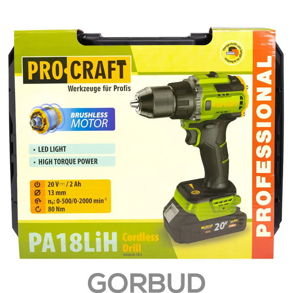 Шуруповерт акумуляторний Procraft PA18LiH (комплект з 1 АКБ та ЗП) 001820 фото